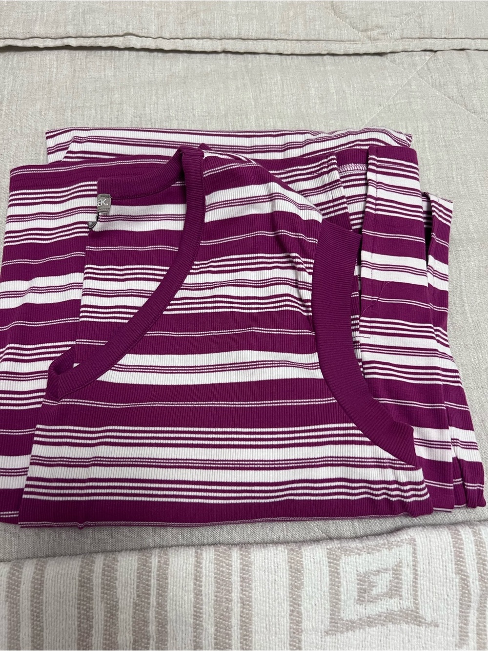 Women’s Striped Purple Stretchy Dress w/Pockets
